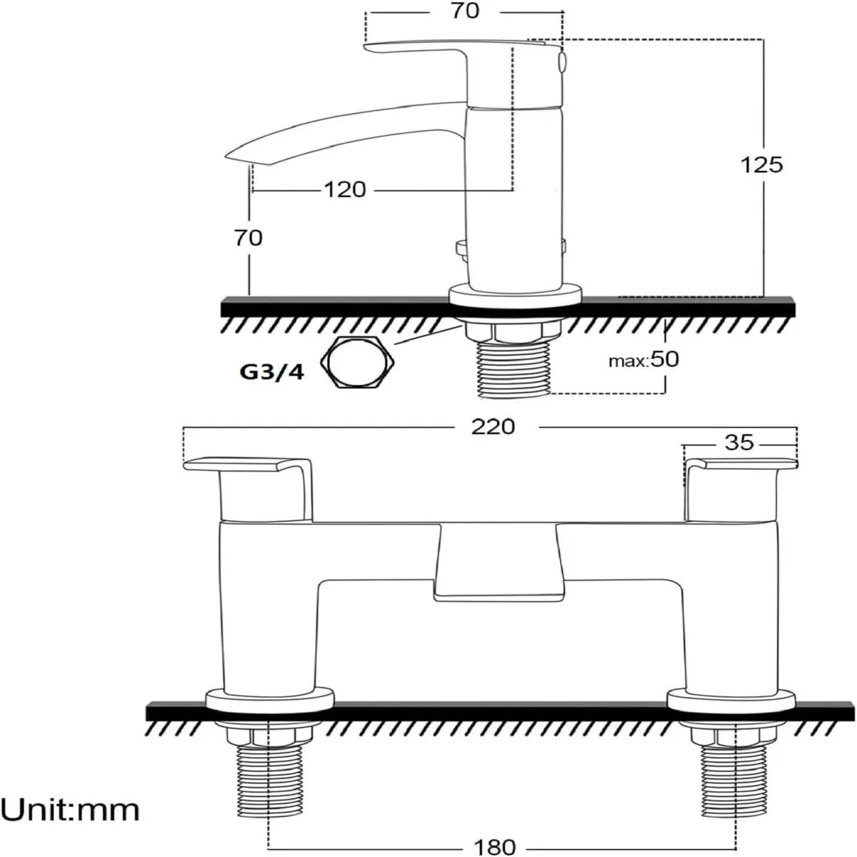 Bath Taps Black Waterfall Mixers Tub Tap Bathtub - Image 3