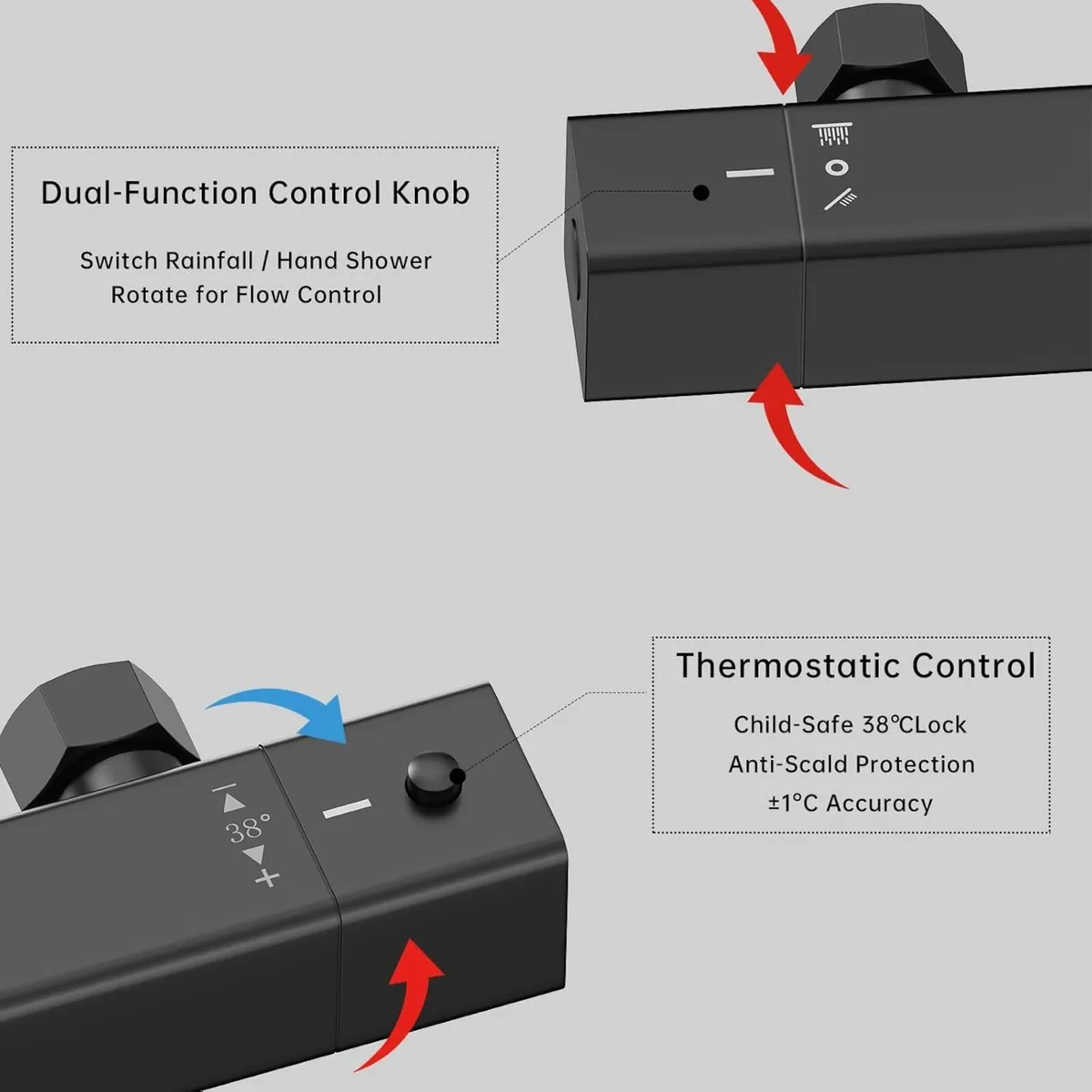 Thermostatic Shower Mixer Set 32cm Square - Image 3