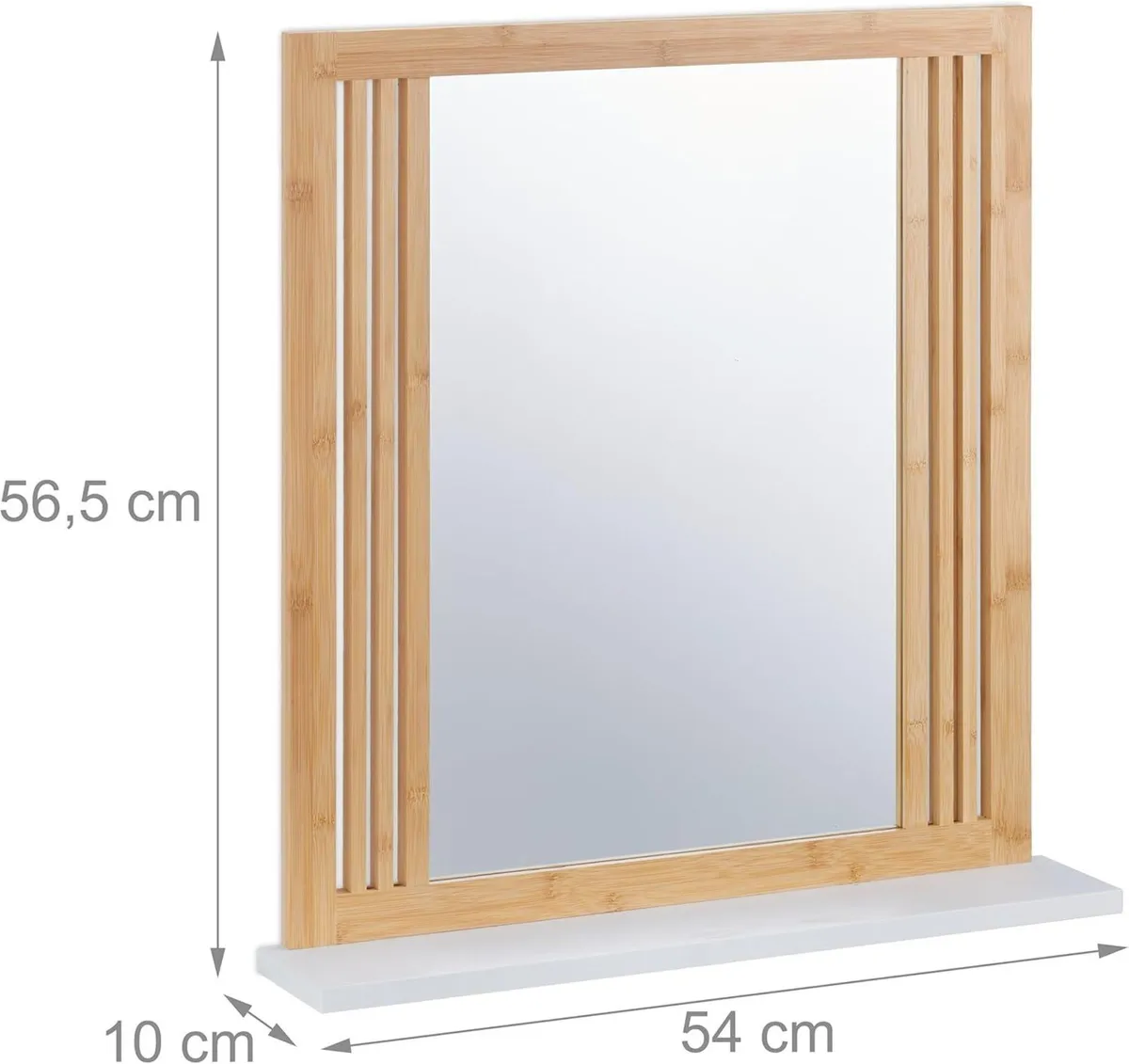 Bathroom Mirror with Shelf Bamboo MDF Rectangular - Image 3