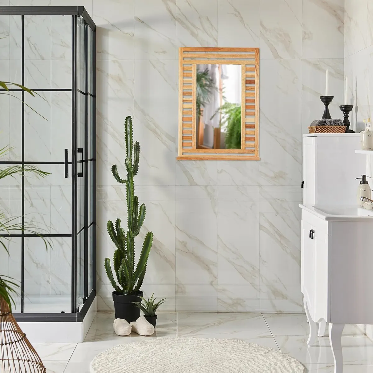 Bathroom Mirror 70% wood 30% glass Natural 70 x - Image 2