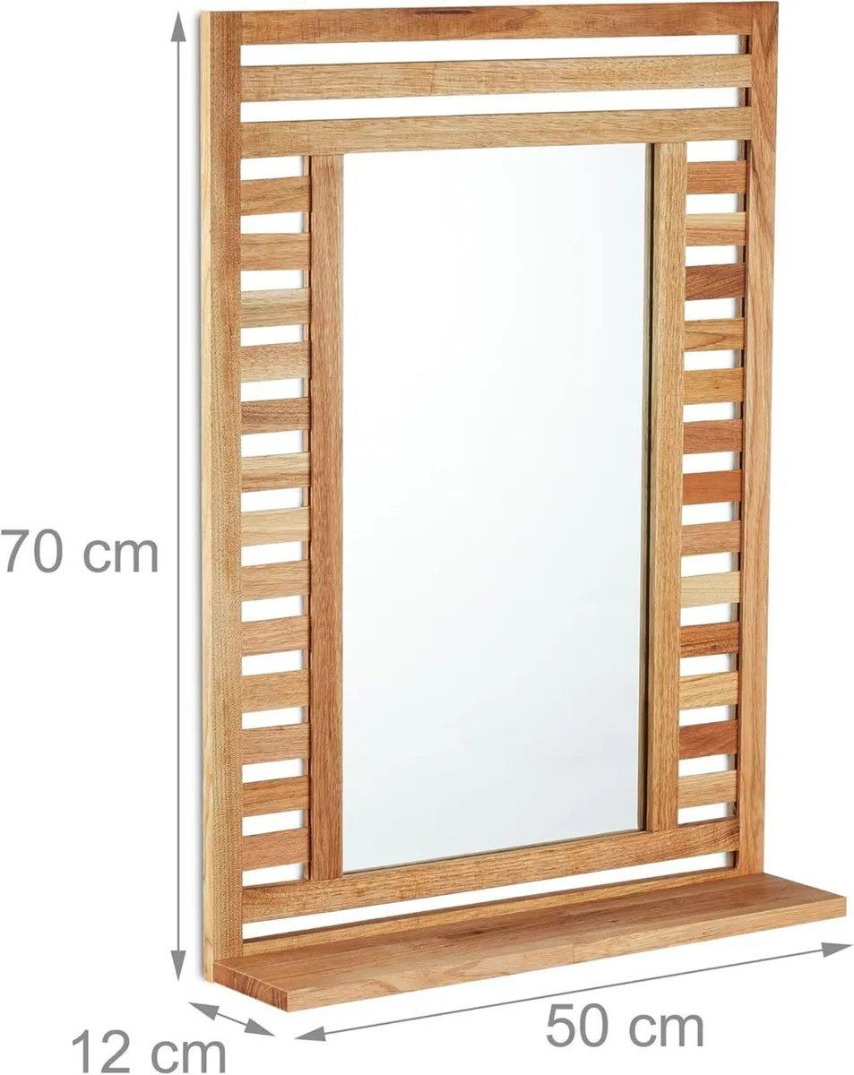 Bathroom Mirror 70% wood 30% glass Natural 70 x - Image 3