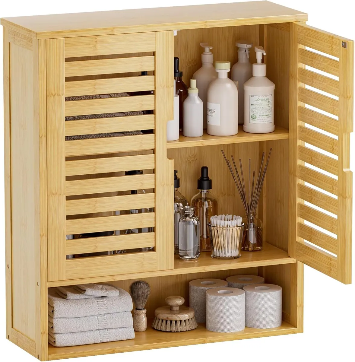 Bathroom Cabinet Wall Mounted Bamboo Over-The-Toil - Image 1