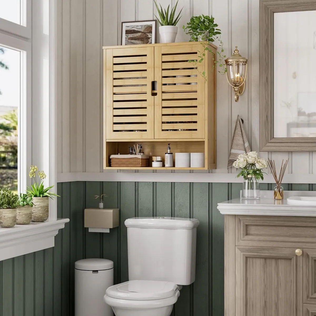 Bathroom Cabinet Wall Mounted Bamboo Over-The-Toil - Image 2