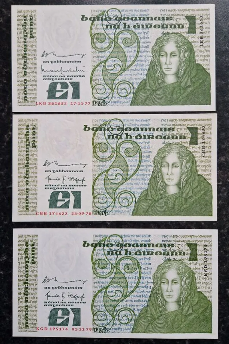Vintage Irish 1 pound Banknote Note Queen Meabh - Image 1