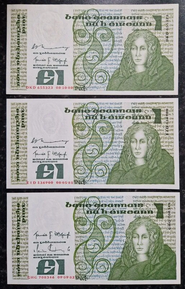 Vintage Irish 1 pound Banknote Note Queen Meabh - Image 3