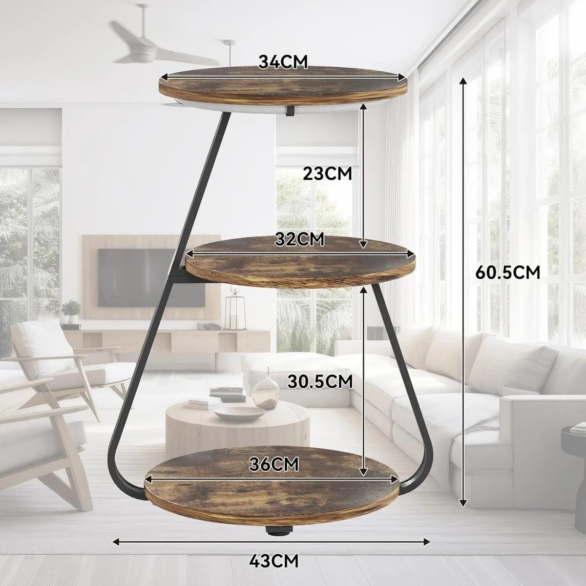 Side Table Set of 2 Bedside Small Coffee with 3 - Image 3