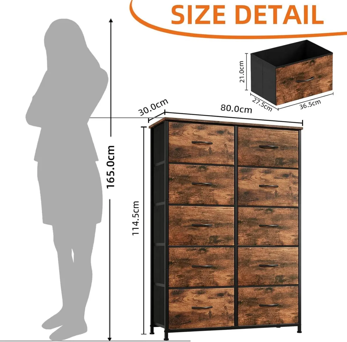 Tall Chest of Drawers for Bedroom with 10 Wide - Image 3