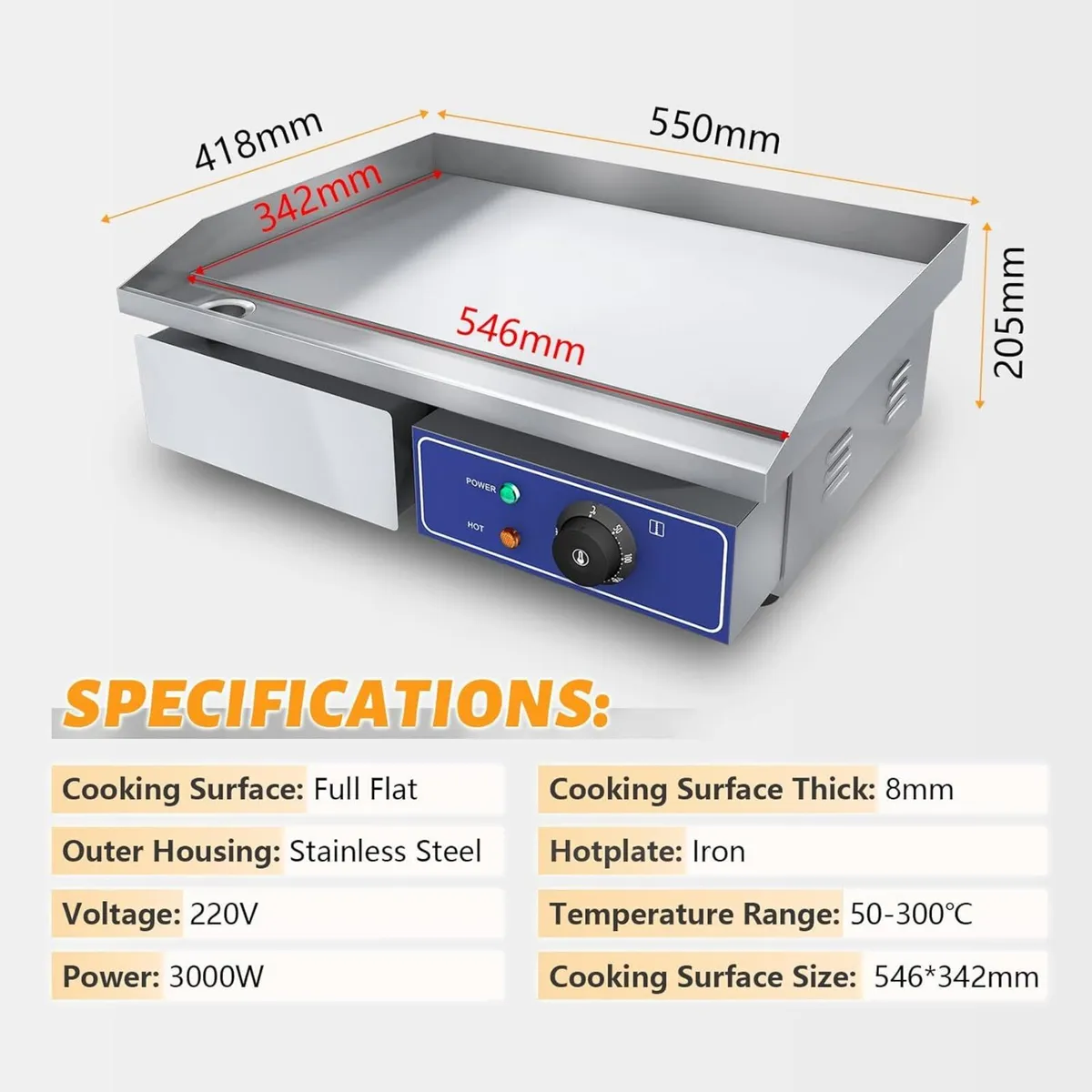 Electric Griddle Commercial Counter Top Stainless - Image 2