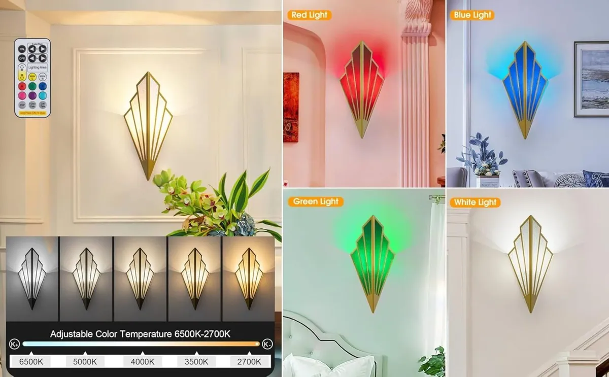 Set Of 2 Battery Operated Wall Sconces Lights - Image 2