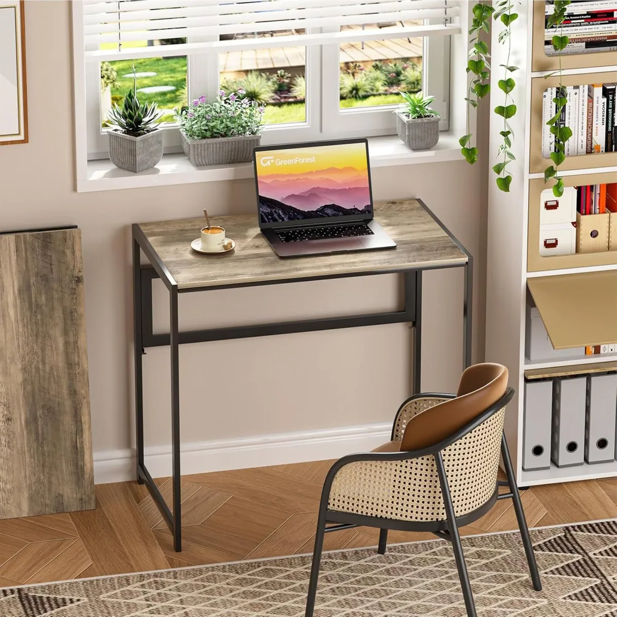 Folding Desk No Assembly Required 80cm Foldable - Image 2