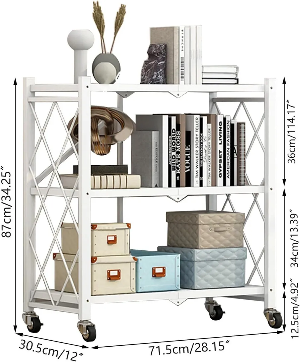 Foldable Storage Shelf Unit on Wheels Kitchen - Image 3