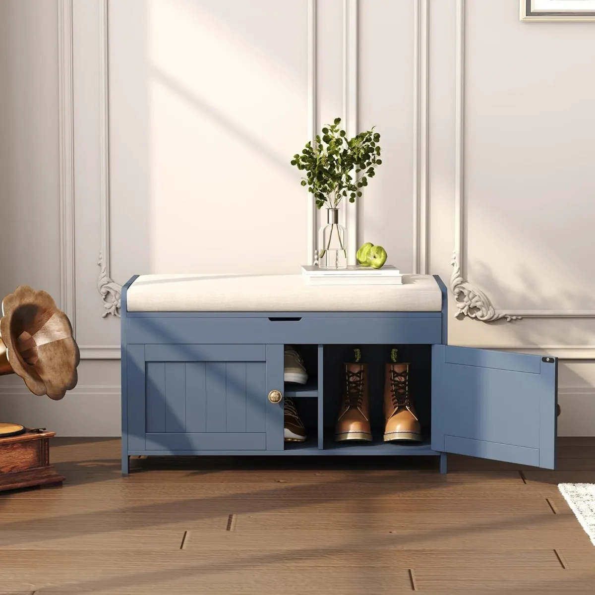 Shoe Bench Storage with Padded Seat Cushion - Image 4