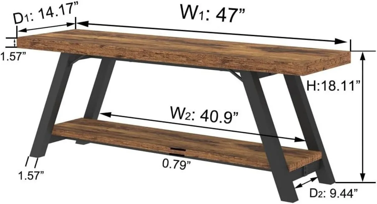 Wood Industrial Storage Entryway Indoor Bench for - Image 2