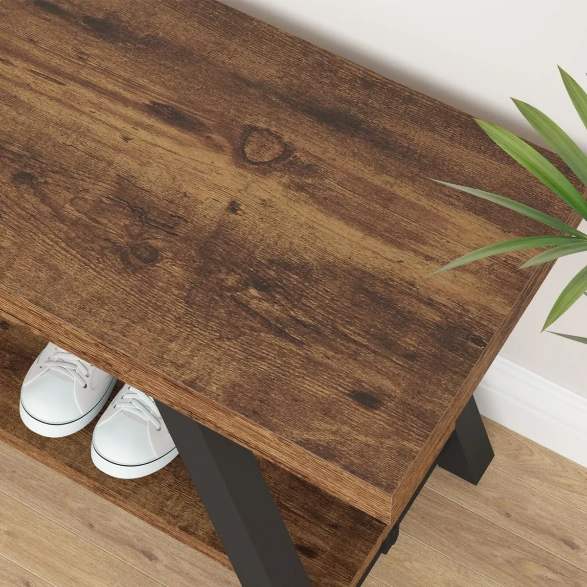 Wood Industrial Storage Entryway Indoor Bench for - Image 4