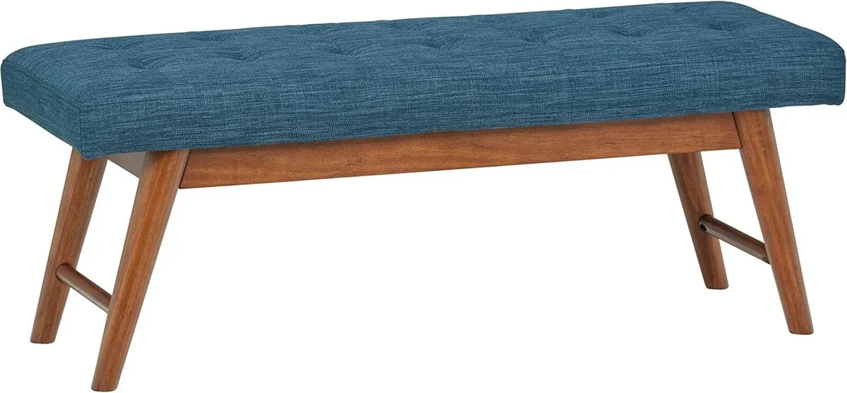 Modern Padded Upholstered Bench with Button - Image 1