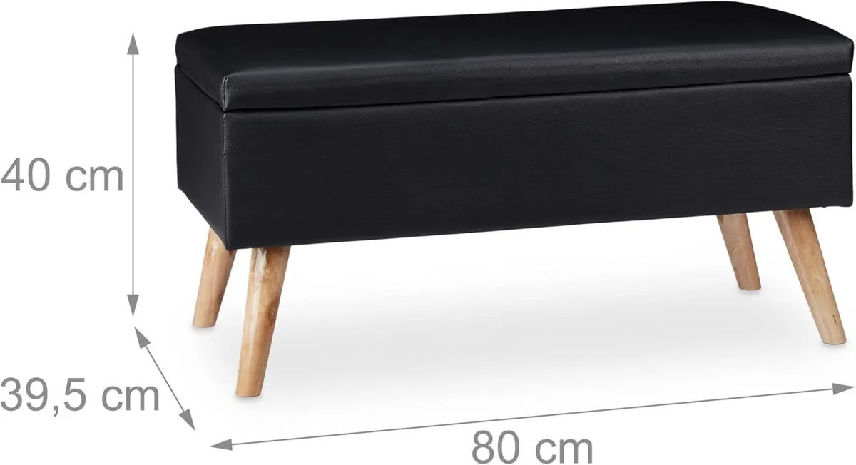 Hallway Storage Bench 40L Padded Faux Leather - Image 3