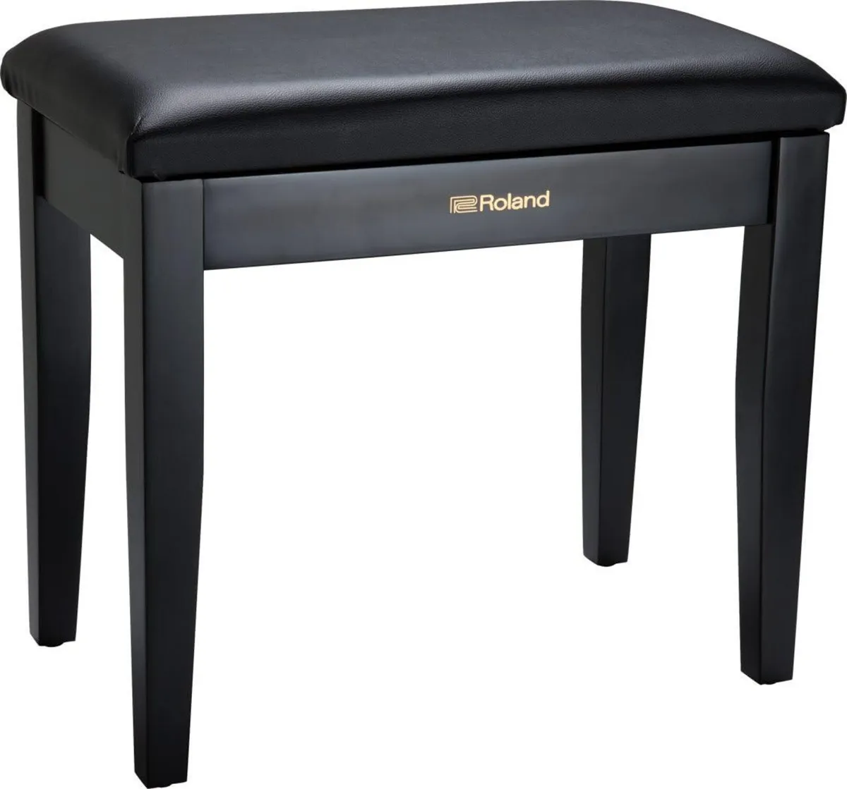 Piano Bench In Satin Black with Vinyl Seat And - Image 1