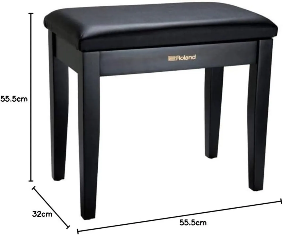 Piano Bench In Satin Black with Vinyl Seat And - Image 3