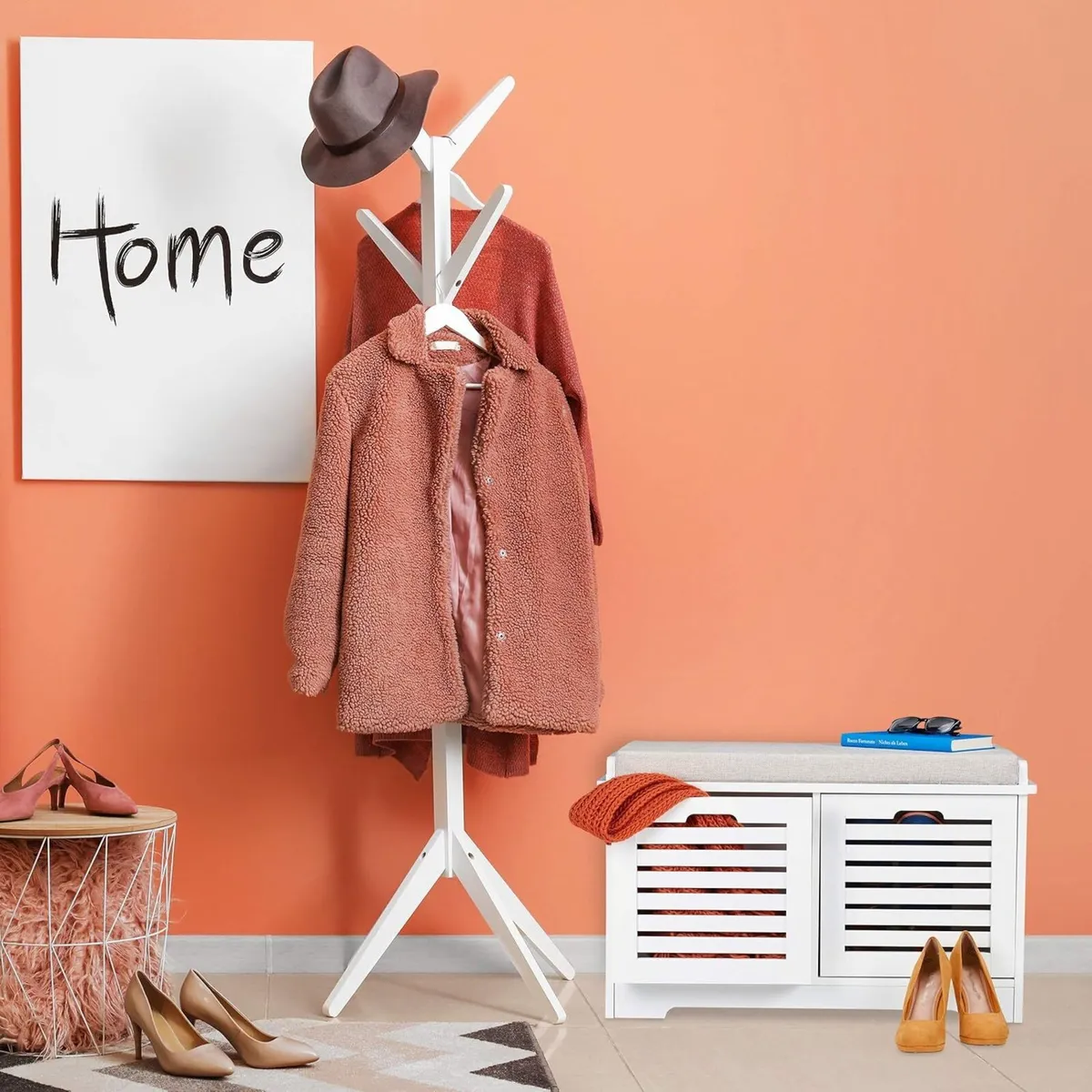 Storage Bench 2 Drawers Soft Cushion Hallway - Image 2