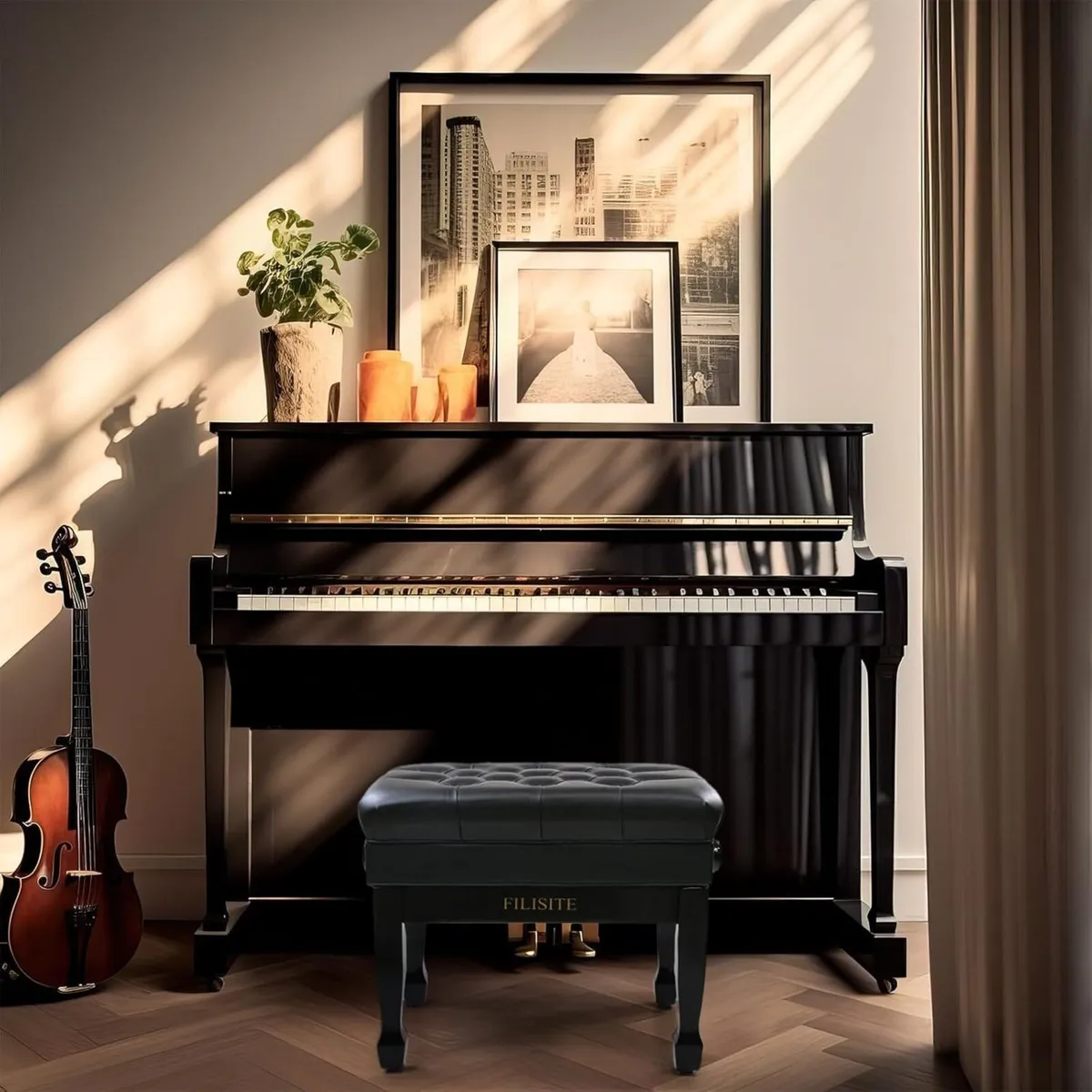 Adjustable Height Piano Bench with Storage Heavy - Image 2