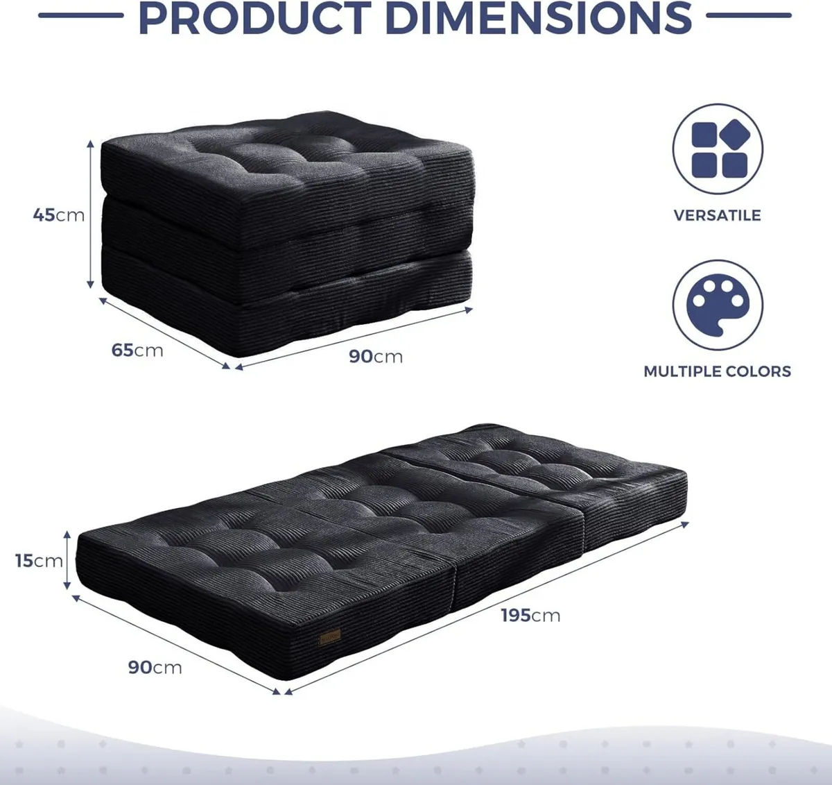 Folding Mattress Comfy Corduroy Foldable with - Image 2