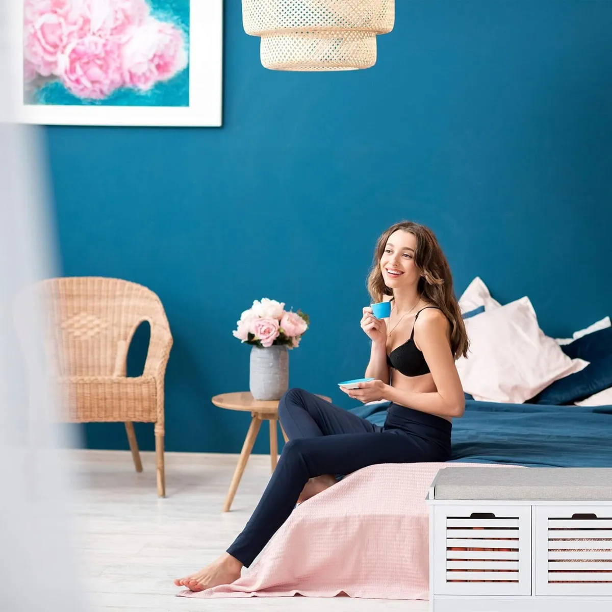 Storage Bench 3 Drawers Soft Seat Cushion Hallway - Image 4