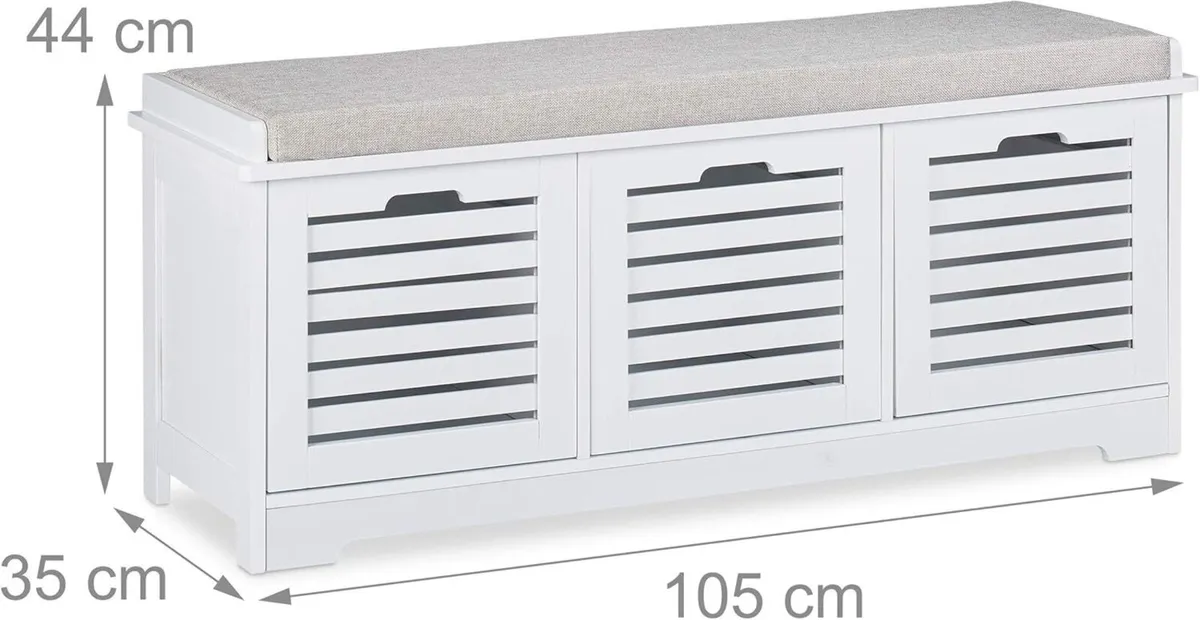 Storage Bench 3 Drawers Soft Seat Cushion Hallway - Image 3