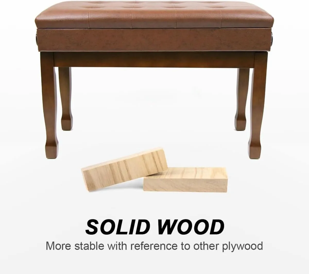 Duet Piano Bench with Storage Wooden Stool - Image 4