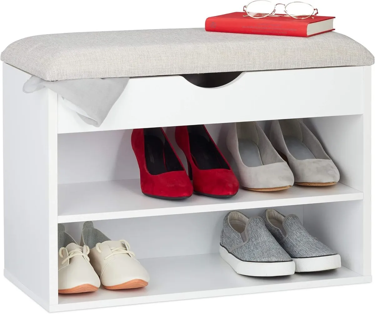 Shoe Bench Upholstered Cushion Foldable Seat - Image 1