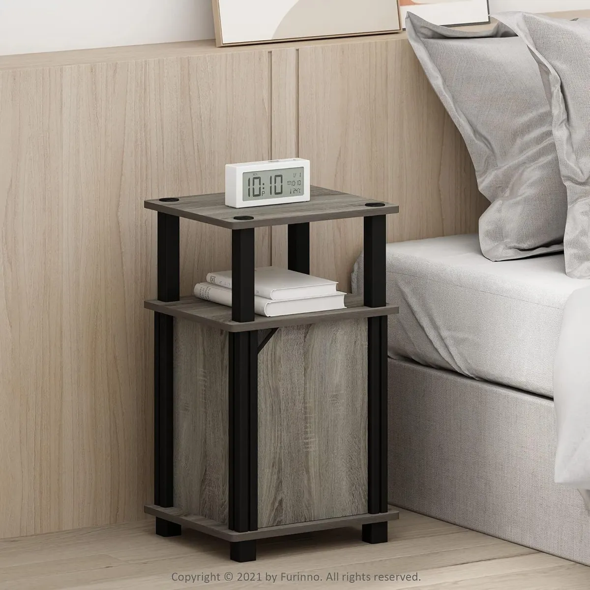 JUST Side Table Set of 2 3-Tier End with Door - Image 2