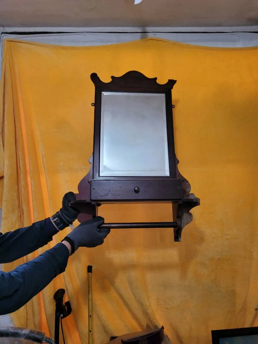 Hall / Cloak Mirror with shelf, drawer & rail - Image 1