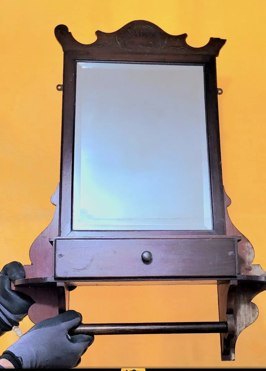 Hall / Cloak Mirror with shelf, drawer & rail - Image 3