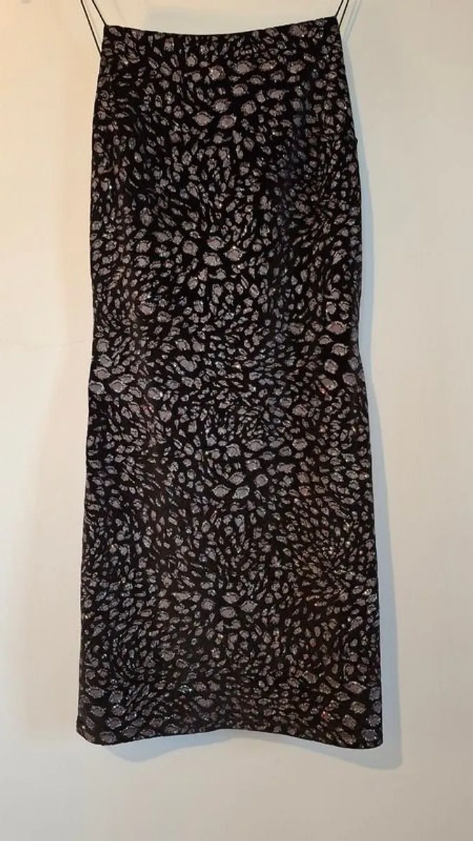 Topshop Black Leopard Print Sparkly Bodycon Dress - Image 1
