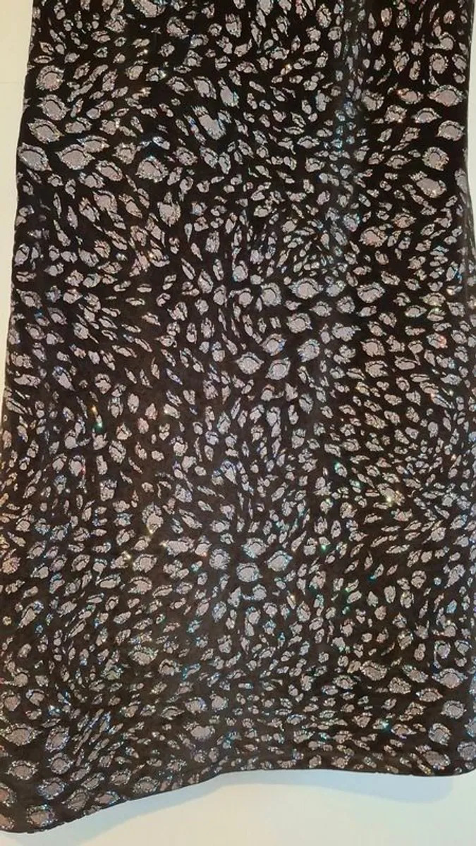 Topshop Black Leopard Print Sparkly Bodycon Dress - Image 2