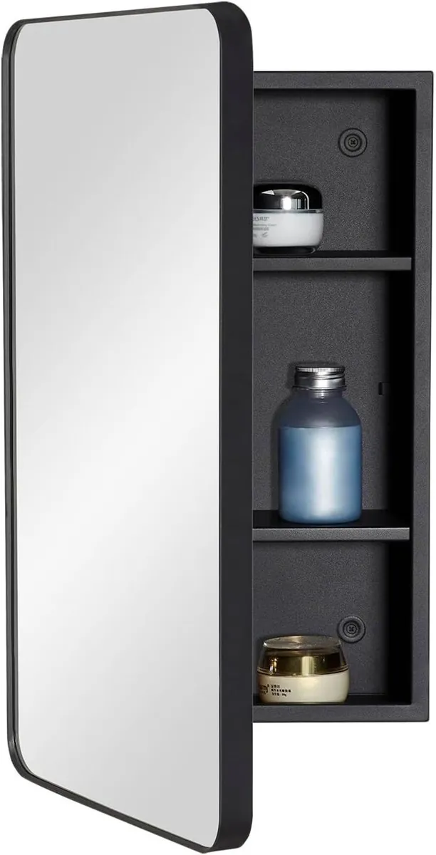 Bathroom Mirror Cabinet with Storage – Metal - Image 1
