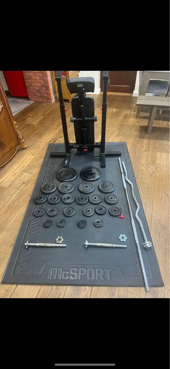 Bench two barbells dumbbells and weights - Image 4