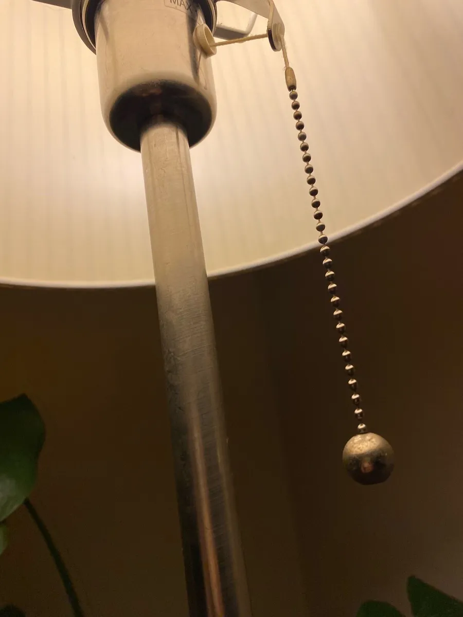 Chrome Floor Lamp with Cream Pleated Shade - Image 4