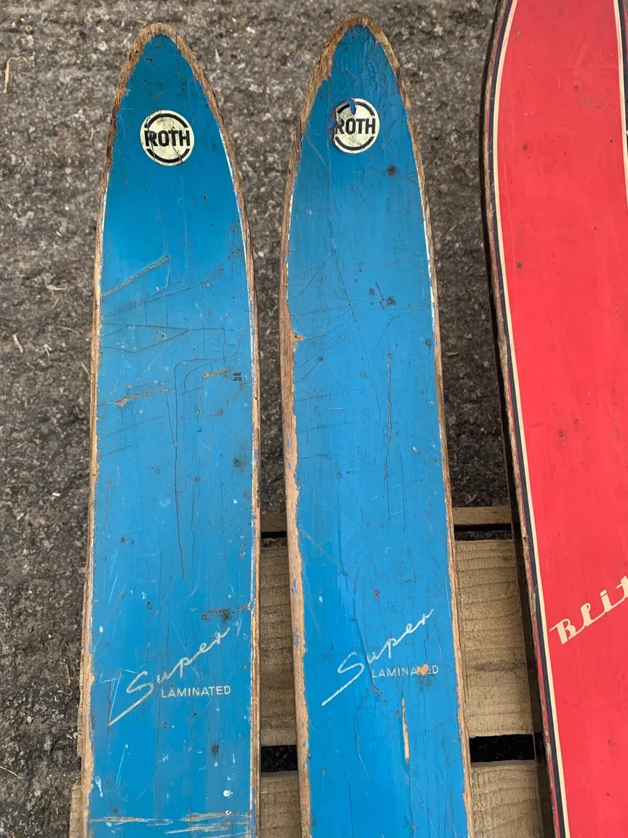 Vintage Skis & Poles x 3 sets - Image 3