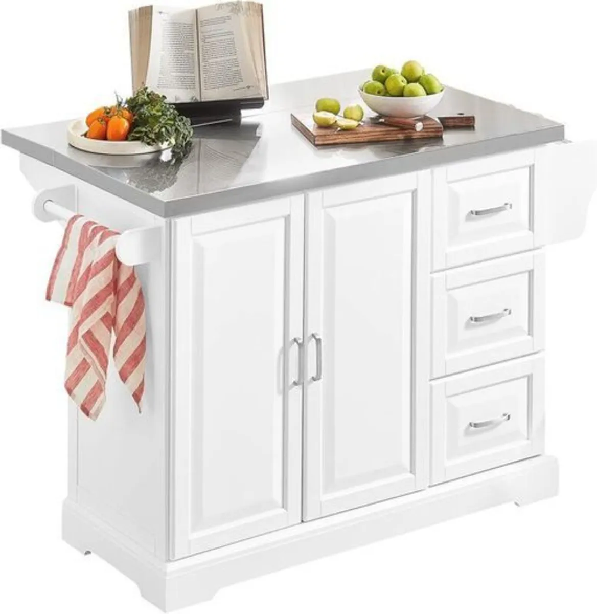 Kitchen Island with Expandable Stainless Steel Top - Image 1