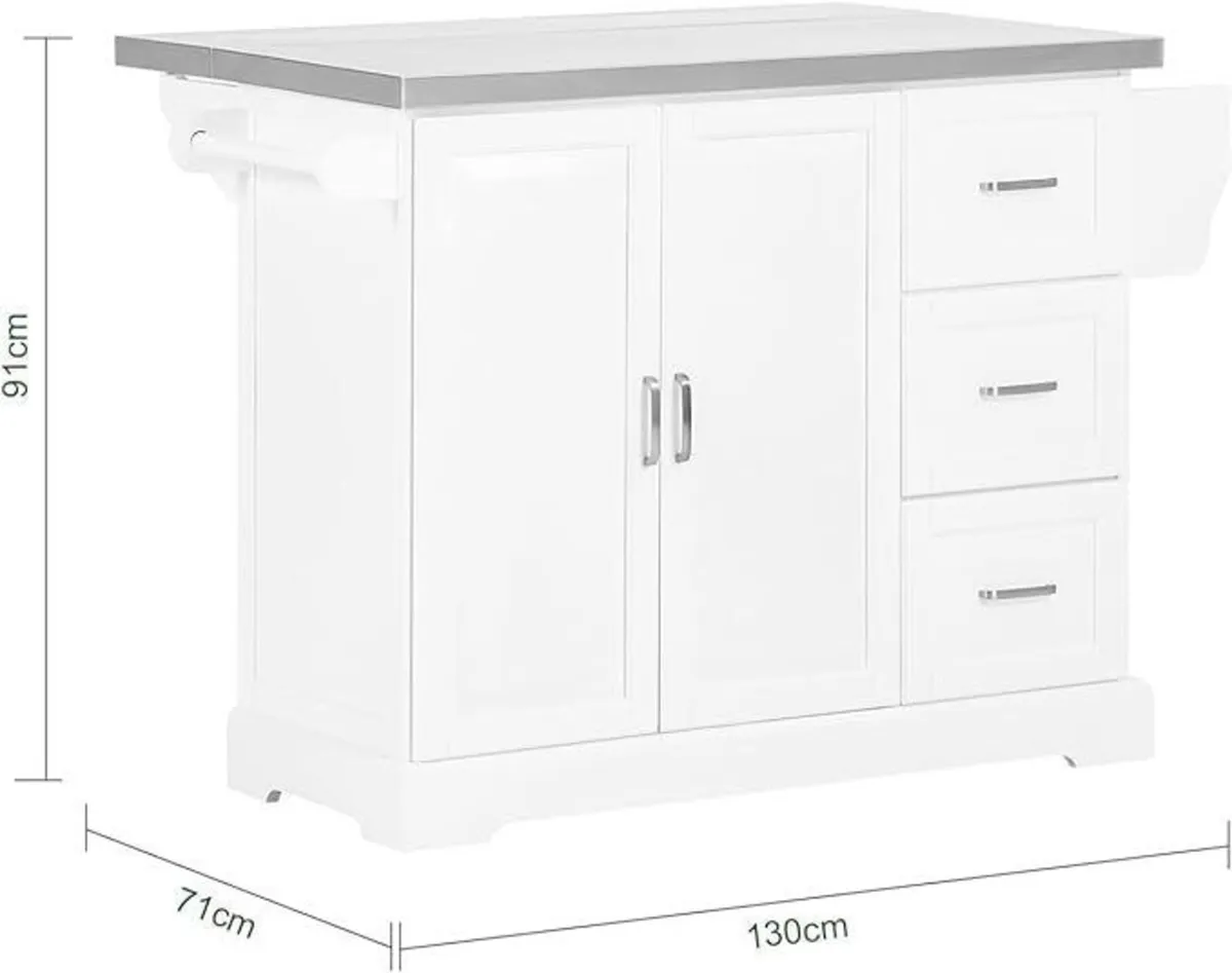Kitchen Island with Expandable Stainless Steel Top - Image 2