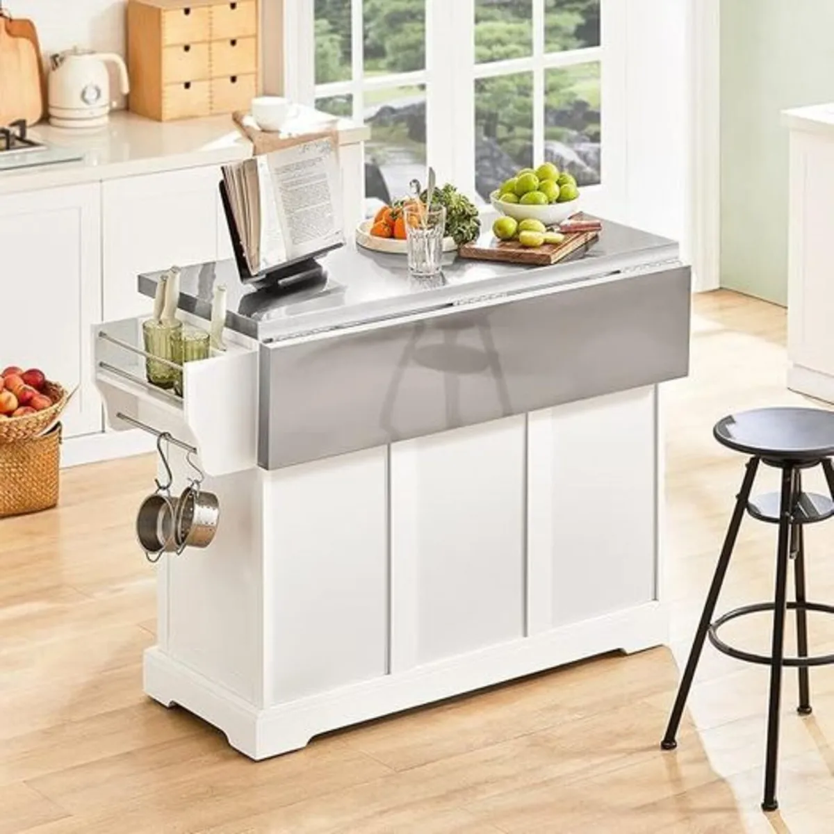 Kitchen Island with Expandable Stainless Steel Top - Image 4