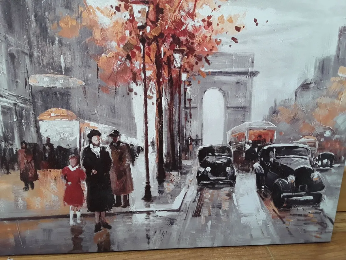Lovely vibrant coloured picture of Paris on canvas - Image 1