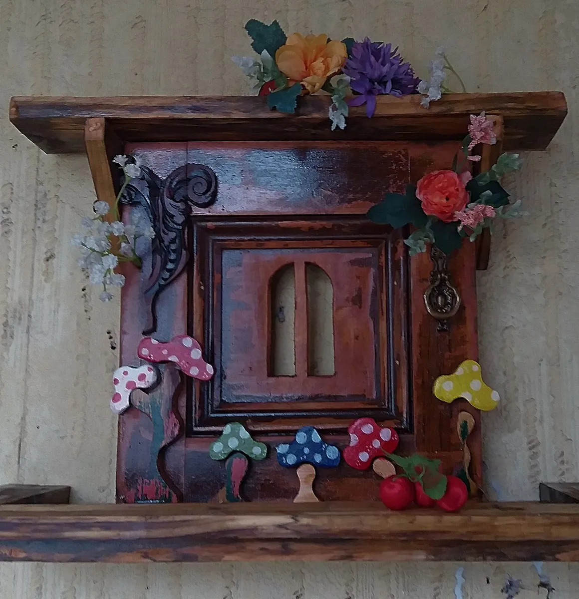 Rustic Country Fairy door floating shelf - Image 4