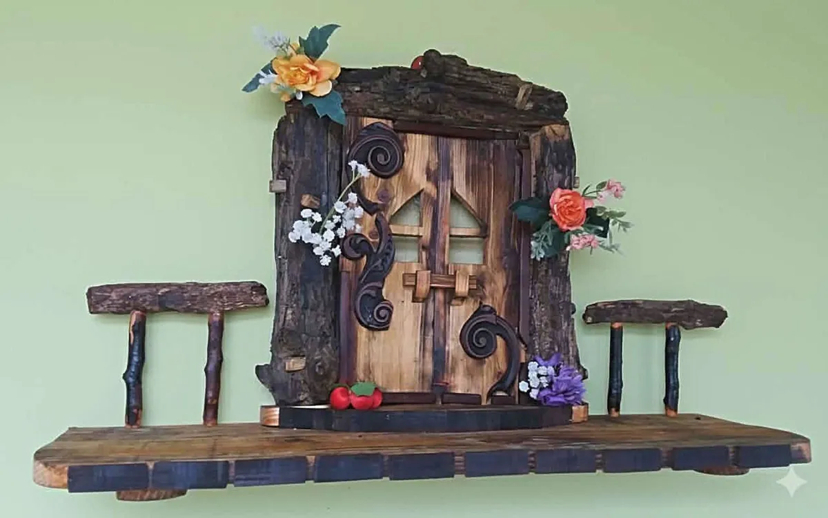 NEW Rustic Enchanted Door Floating Shelf - Image 1
