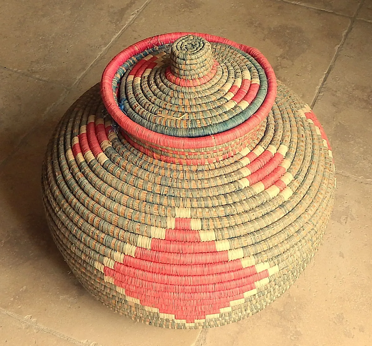 Handcrafted Woven Natural Fibre Storage Basket - Image 2