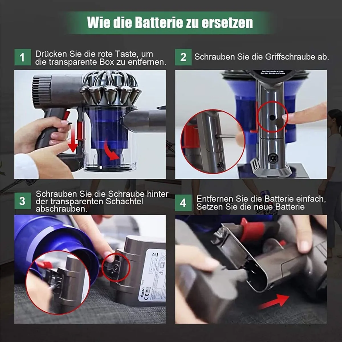 Replacement V6 Battery for Dyson, 21.6V, 6000mAh - Image 2