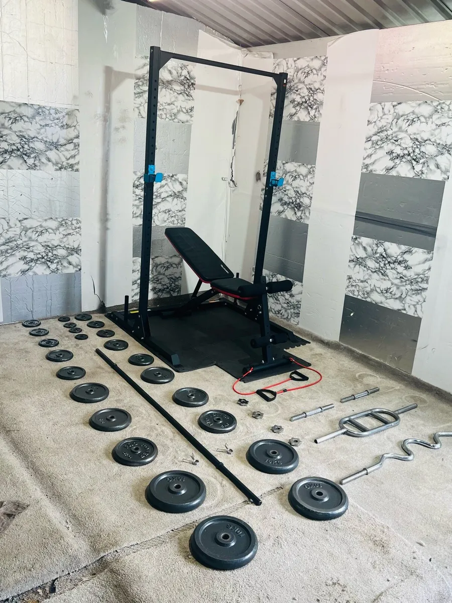 LIFE TIME CAST IRON WEIGHTS TACK BENCH DUMBBELLS + - Image 2