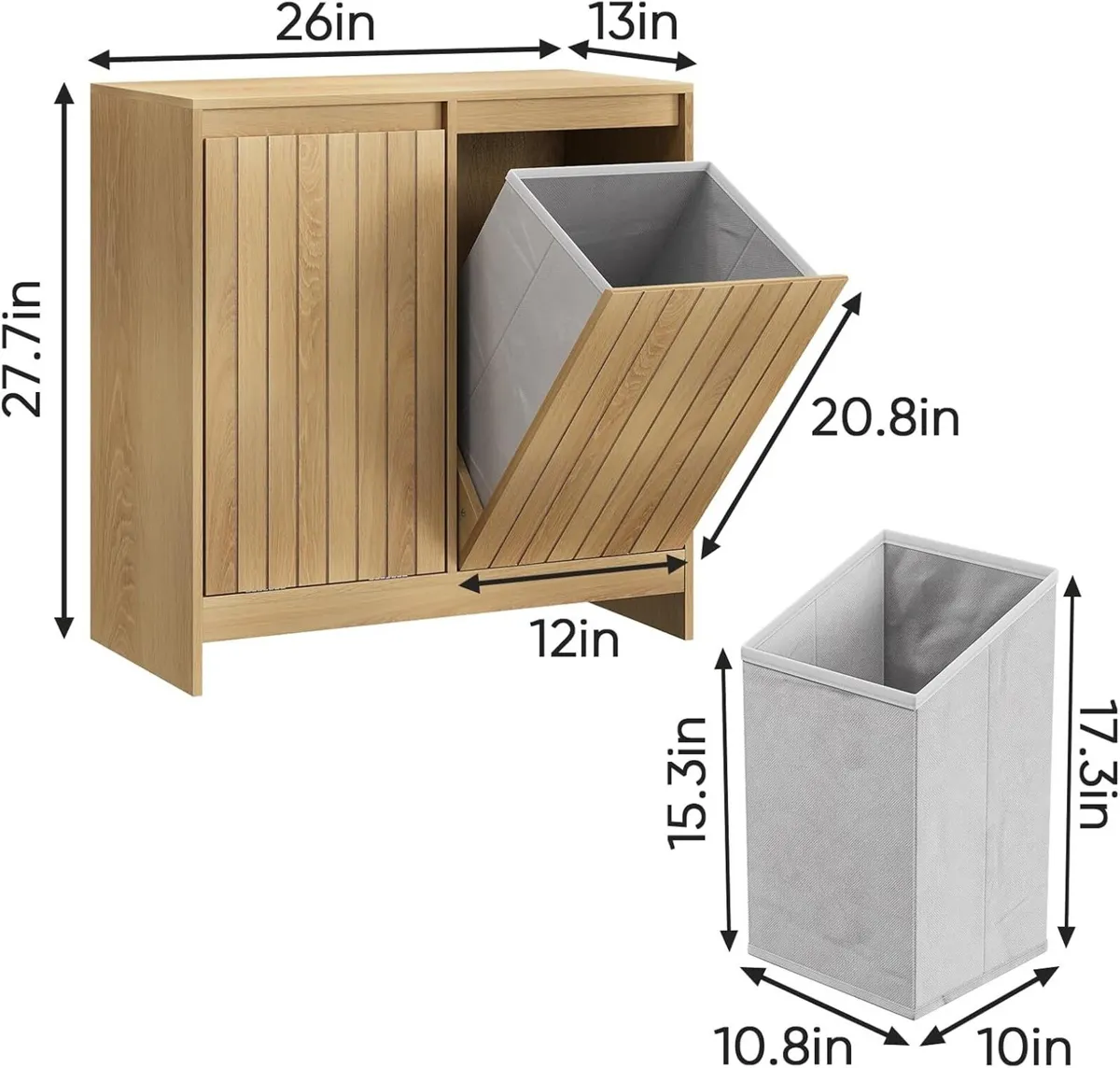 Double Tilt Out Laundry Hamper Cabinet Hidden - Image 2