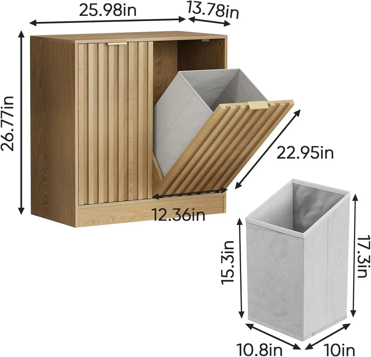Double Tilt Out Laundry Hamper Cabinet Hidden - Image 2