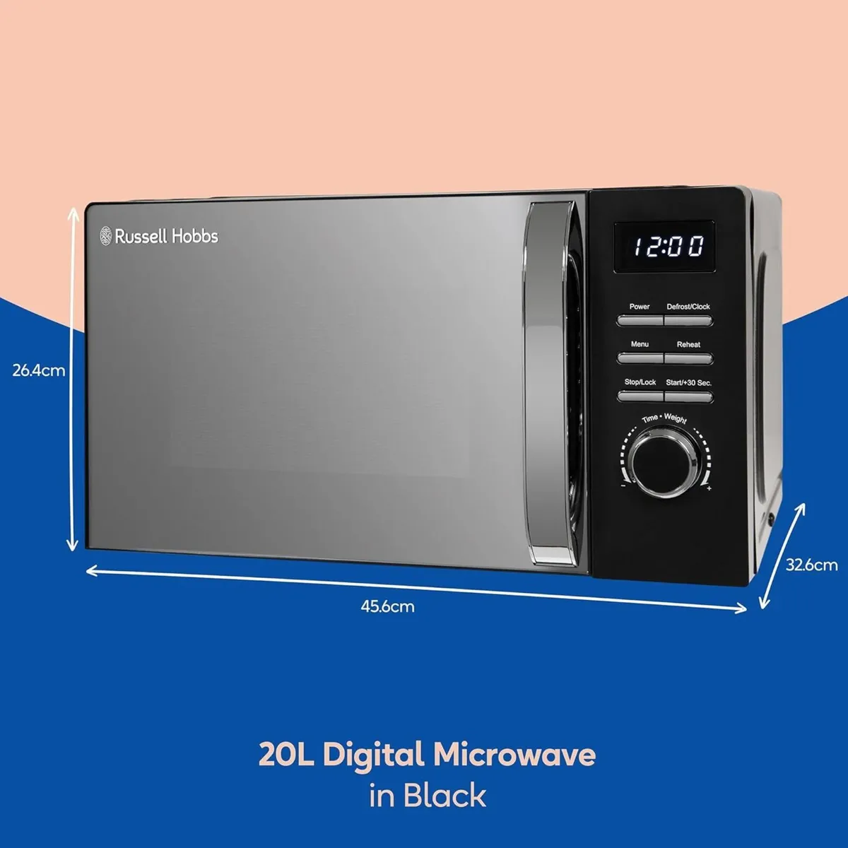 Digital Microwave 20L 800W in Black with 5 Power - Image 2